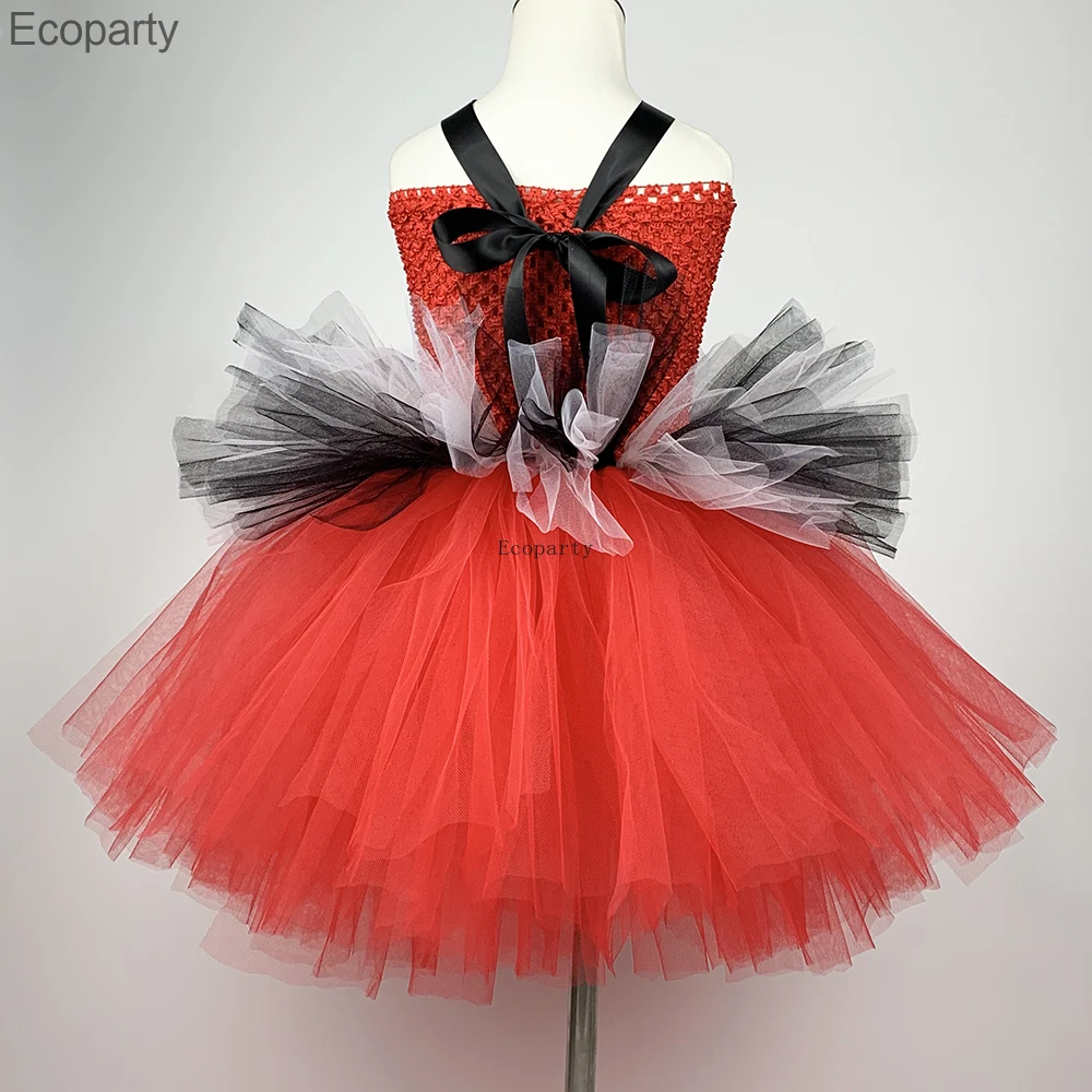 Anime circo ringmaster meninas tutu vestido vermelho e preto meninas vestido de festa de aniversário crianças natal dia das bruxas fantasia vestido trajes