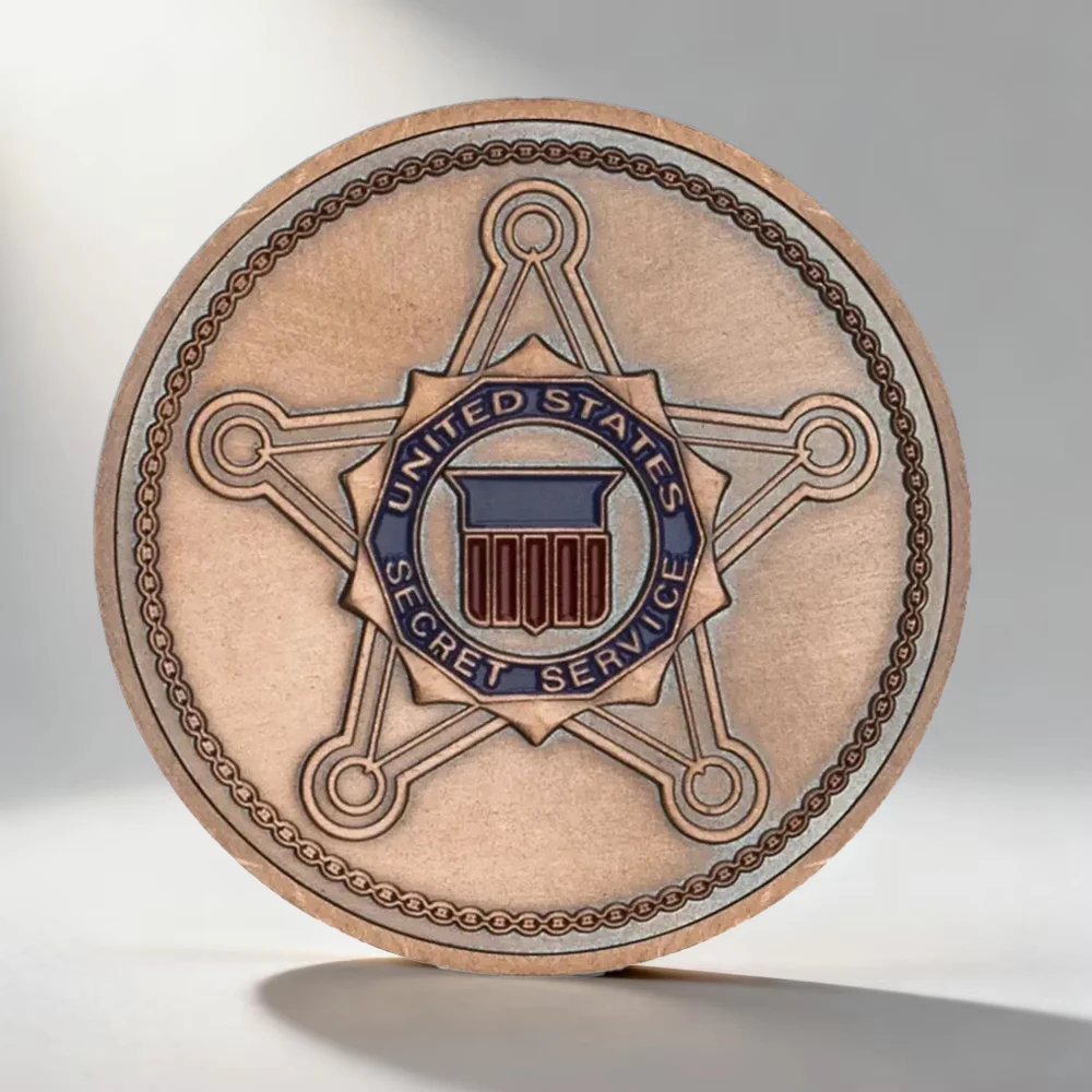 US Secret Service Bronze Plated Souvenir Coin Saint Micheal Patron Saint of Law Enforcement Collection Coin