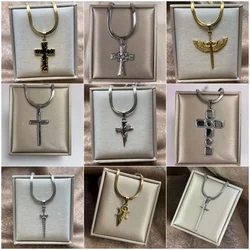 Christian Jesus Cross Necklace For Women Men Stainless Steel Chains Choker Religion Cross Pendants Jewelry Prayer Baptism Gifts