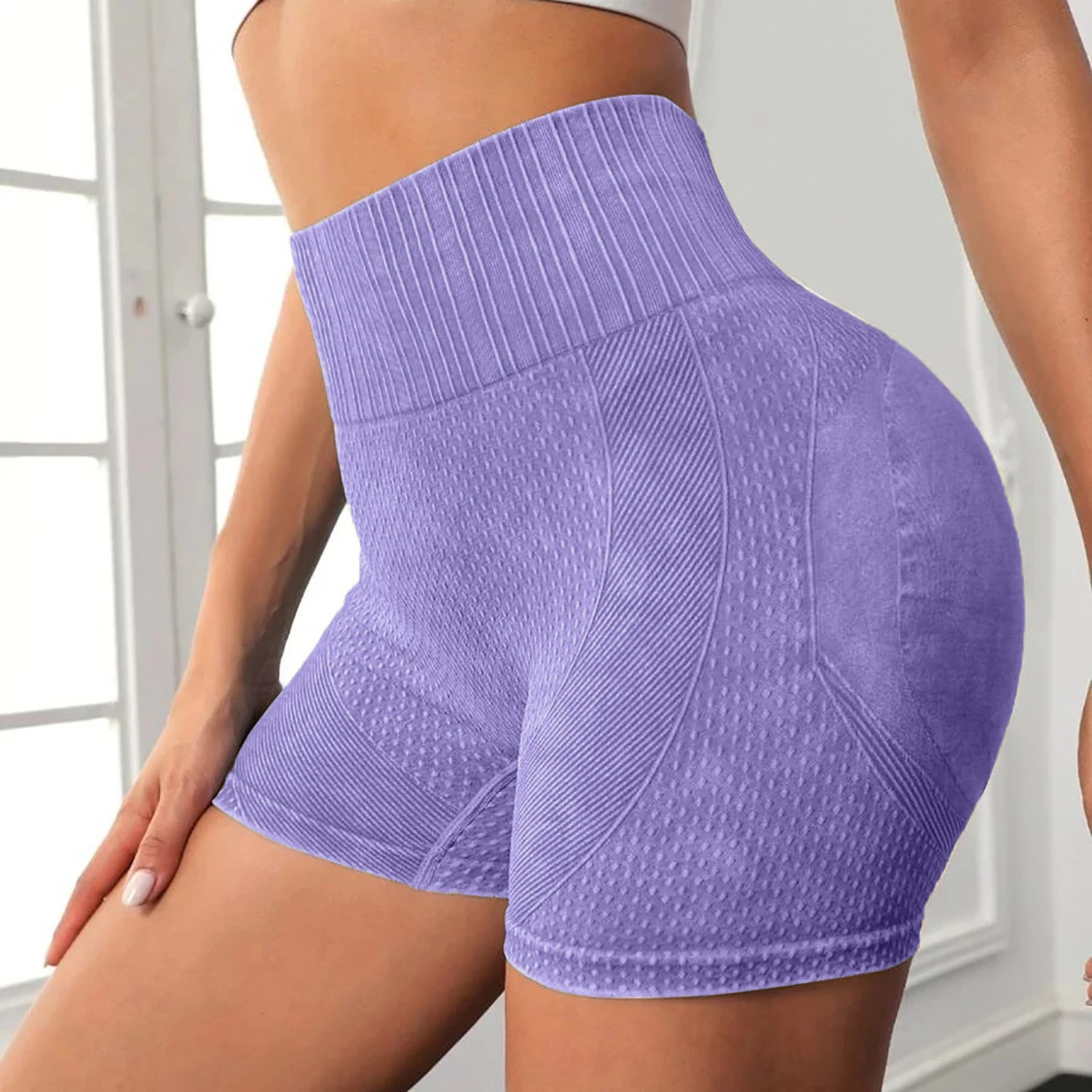 Women's Peach Booty Lifting Yoga Shorts - High-Waisted Slim-Fit Washed Workout Shorts Quick-Dry Breathable fitness apparel image 6