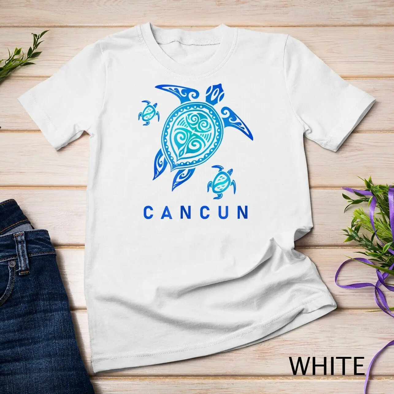 Cancun Mexico T-Shirt Sea Blue Tribal Turtle Unisex T-shirt