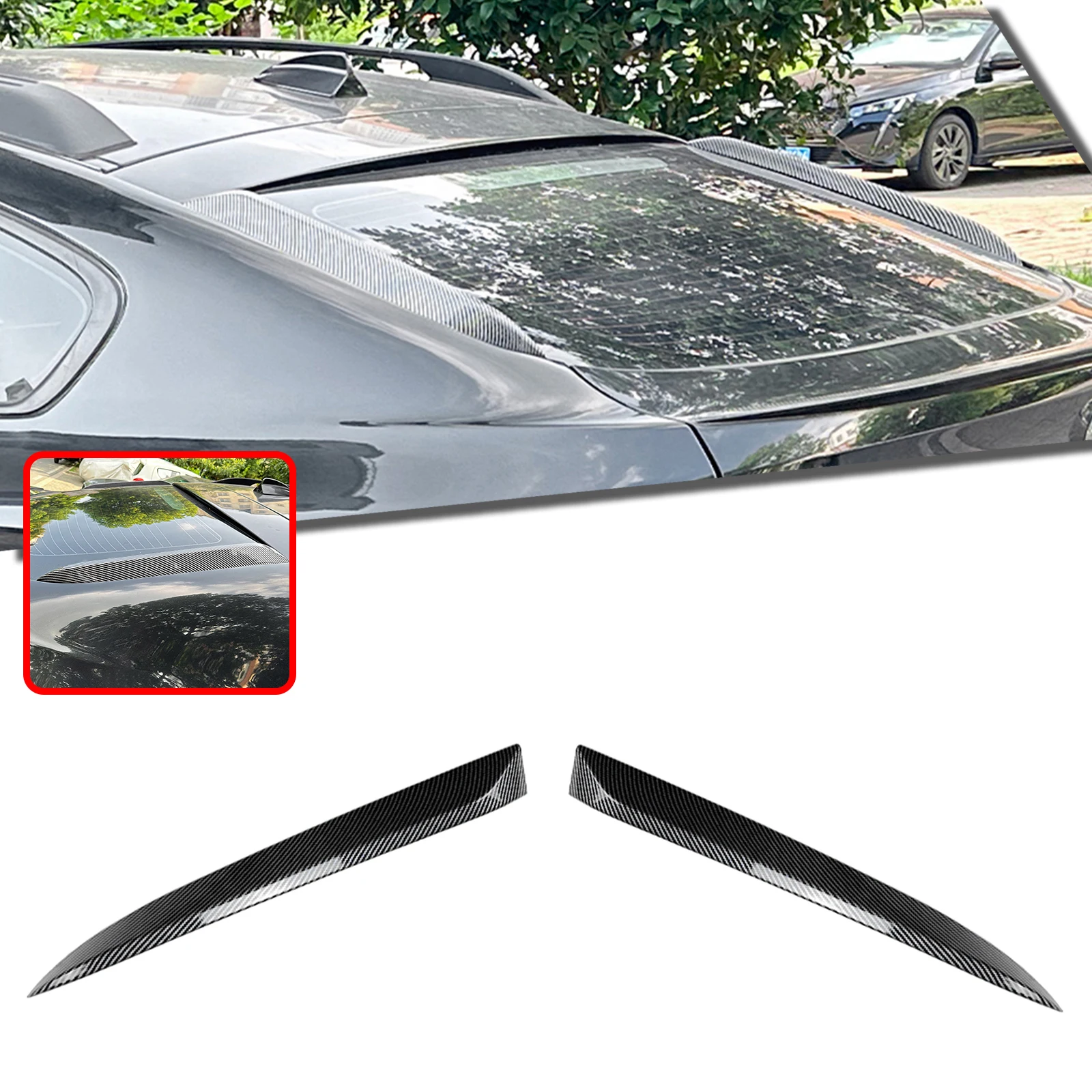 

Rear Window Side Spoiler Trim Wing For BMW X6 X6M E71 E72 2008-2014 Carbon Fiber Look/Gloss Black Tailgate Windshield Deflector