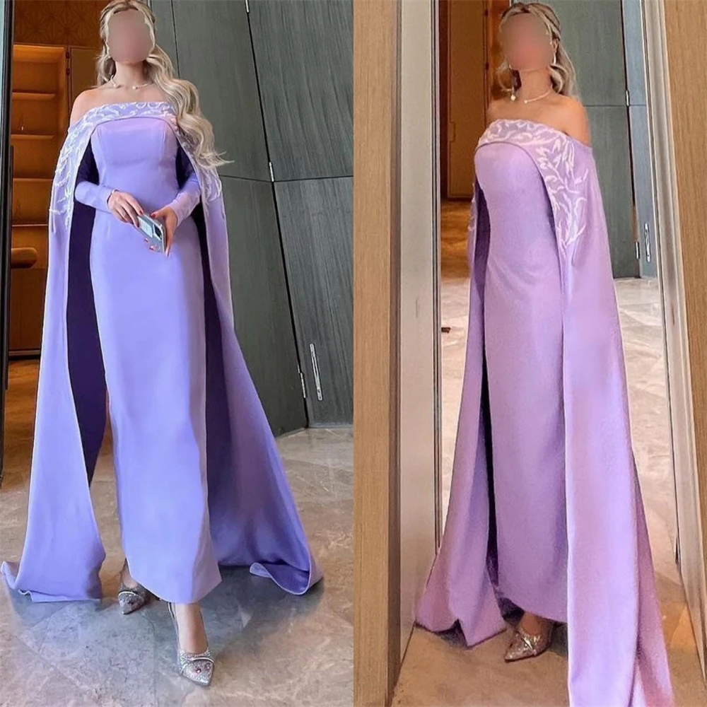 Prom Dresses Exquisite  Off-the-shoulder Sheath Celebrity   Flowers Satin Occasion Evening Gown فستان سهرة نسائي سعودية