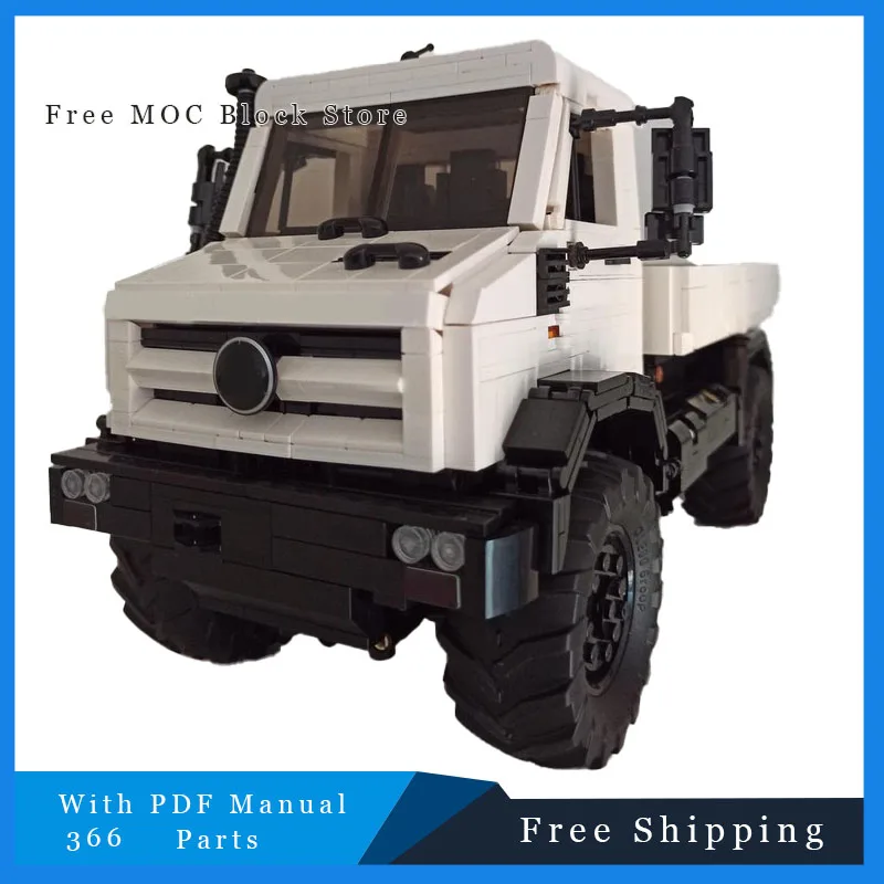 366 Parts Modular Bed Attachment for Unimog U5023 With Hinged Doors, Enhancing Model Playability Building Blocks Birthday Gift