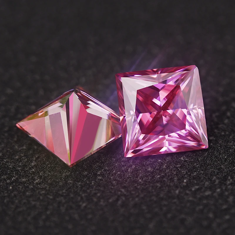 Moissanite Stone Pink Color Princess Cut VVS1 with GRA Certificate for Gemstone Charms Beads Top Jewelry Making Materials