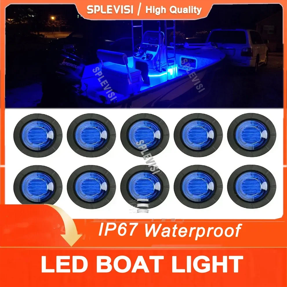 

10x 12V Waterproof Marine Boat LED Lights, Interior Utility Navigation Lights Deck Courtesy Lights for Yacht Boat Pontoon Kayak