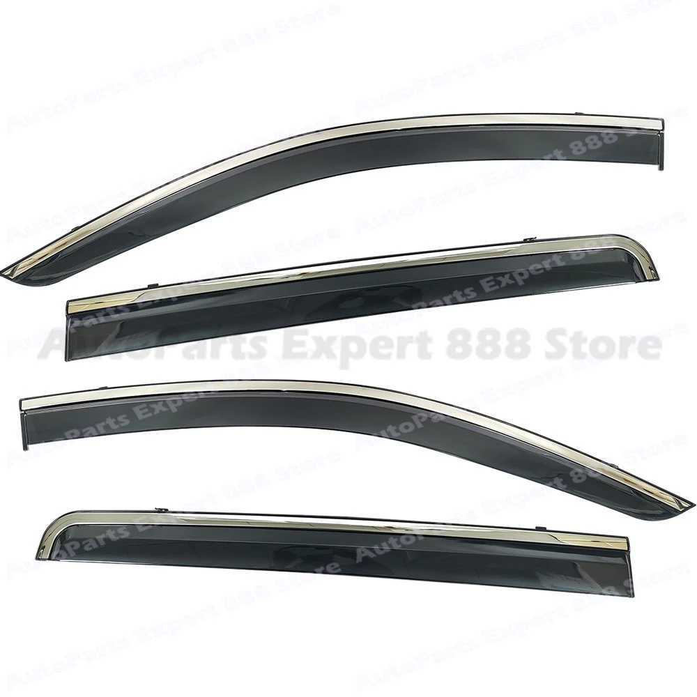 4PCS PC Window Visor With Chrome Trim Rain Guard For Dacia Lodgy / Renault Lodgy 2012-2022 Side Wind Deflector Weather Shield