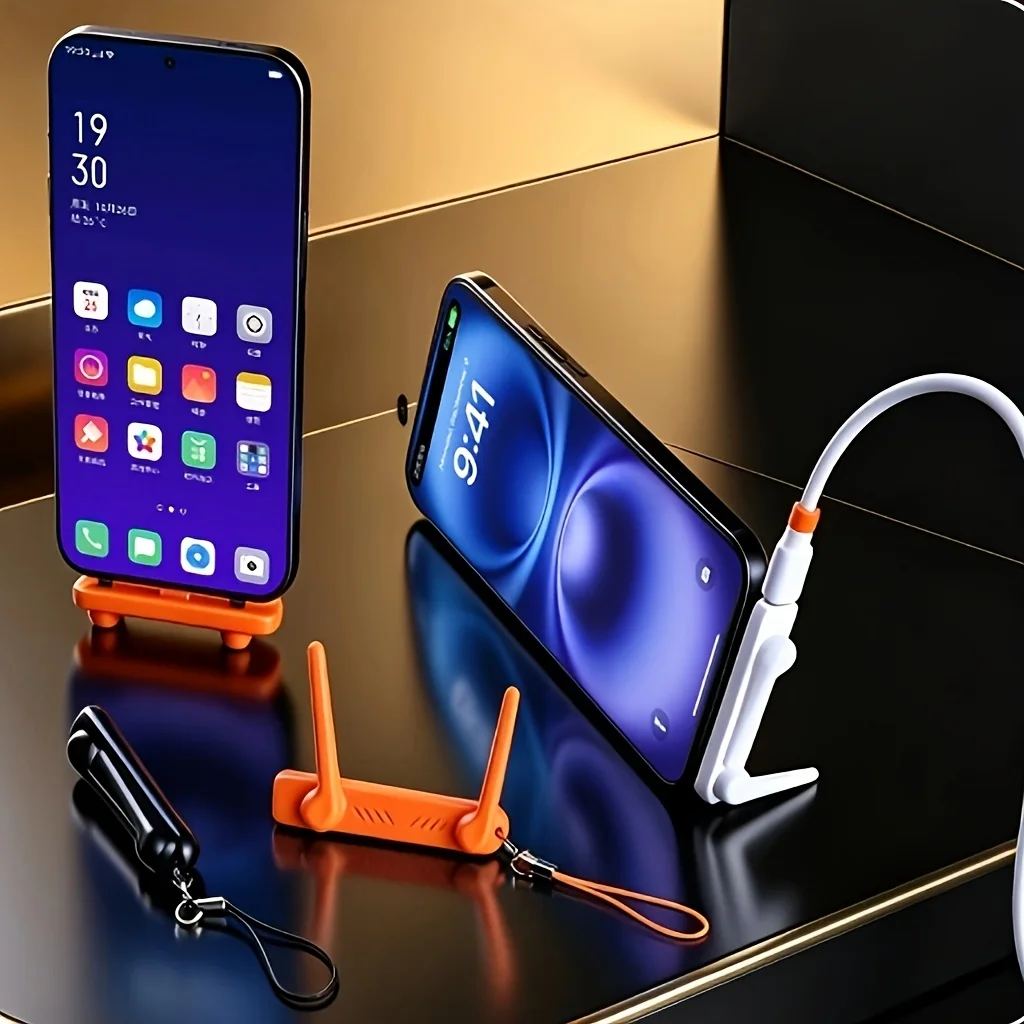 2-in-1 Fast Charging Stand with 360° Rotating 100W Detachable Cable Converter Foldable Phone Bracket for All Type-C Android Phon
