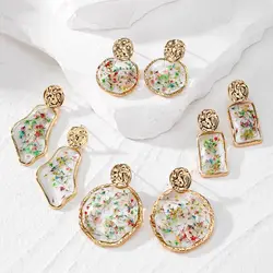 Colorful Dried Flower Earring Unique Pressed Flower Earring Women Natural Floral Geometric Earring Wholesale Custom Packaging