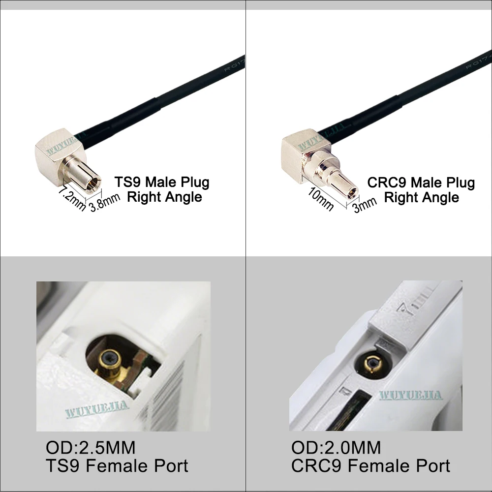 10cm~10Meters F Female Jack to TS9 / CRC9 Male Plug Connector 50ohm RG-174 Coaxial Cable For GPS / 4G LTE Antenna Extension Wire