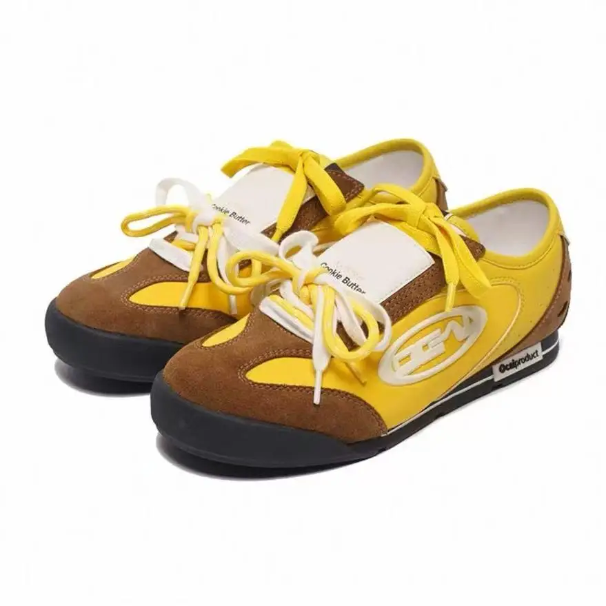 

Ocai Colorist Cookie Yellow German Training Shoes Niche Fashion Contrasting Colors High-end Feel Casual Flat Board Shoes for wom