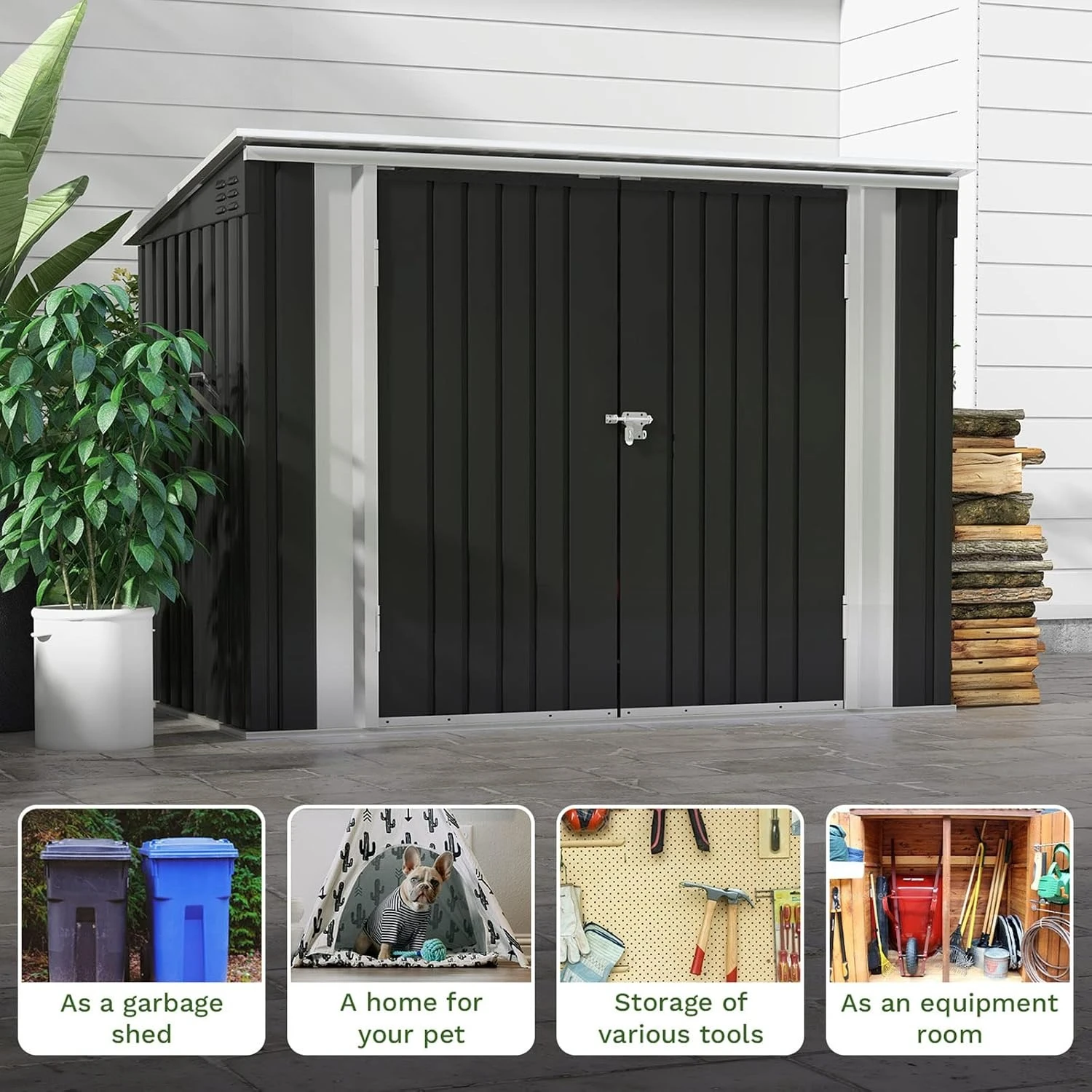 Horizontal Metal Shed, Outdoor - Gardening Tools Organiser 评论和价格