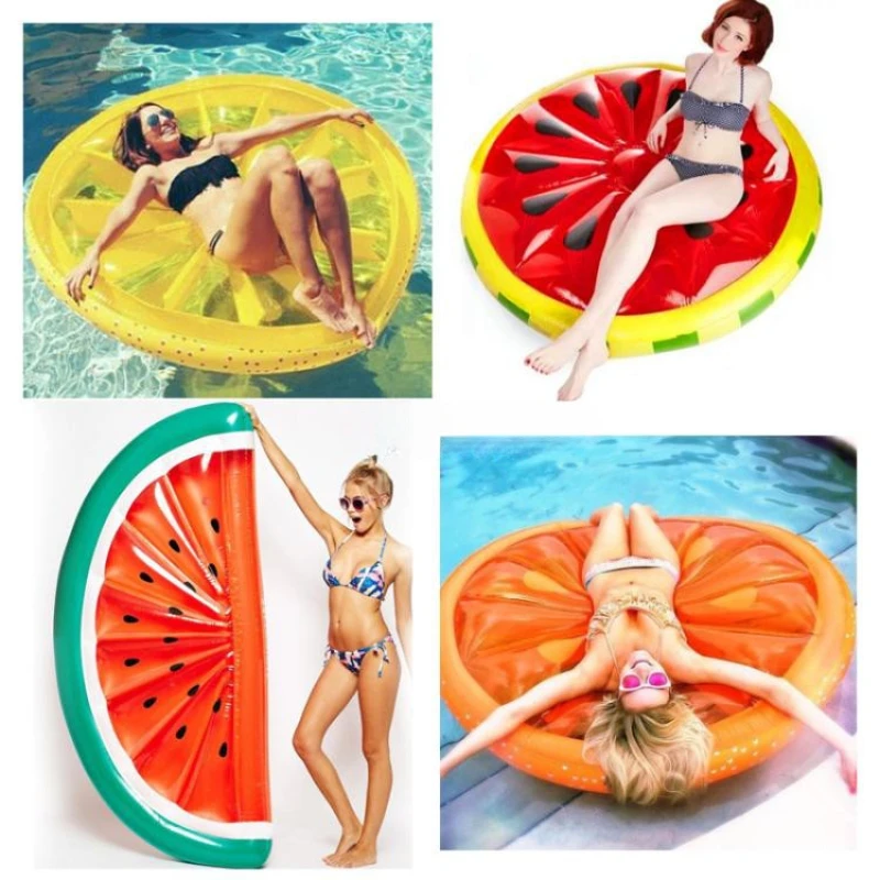 

Thickened inflatable round watermelon floating row lemon orange floating row half a slice watermelon pineapple floating row floa