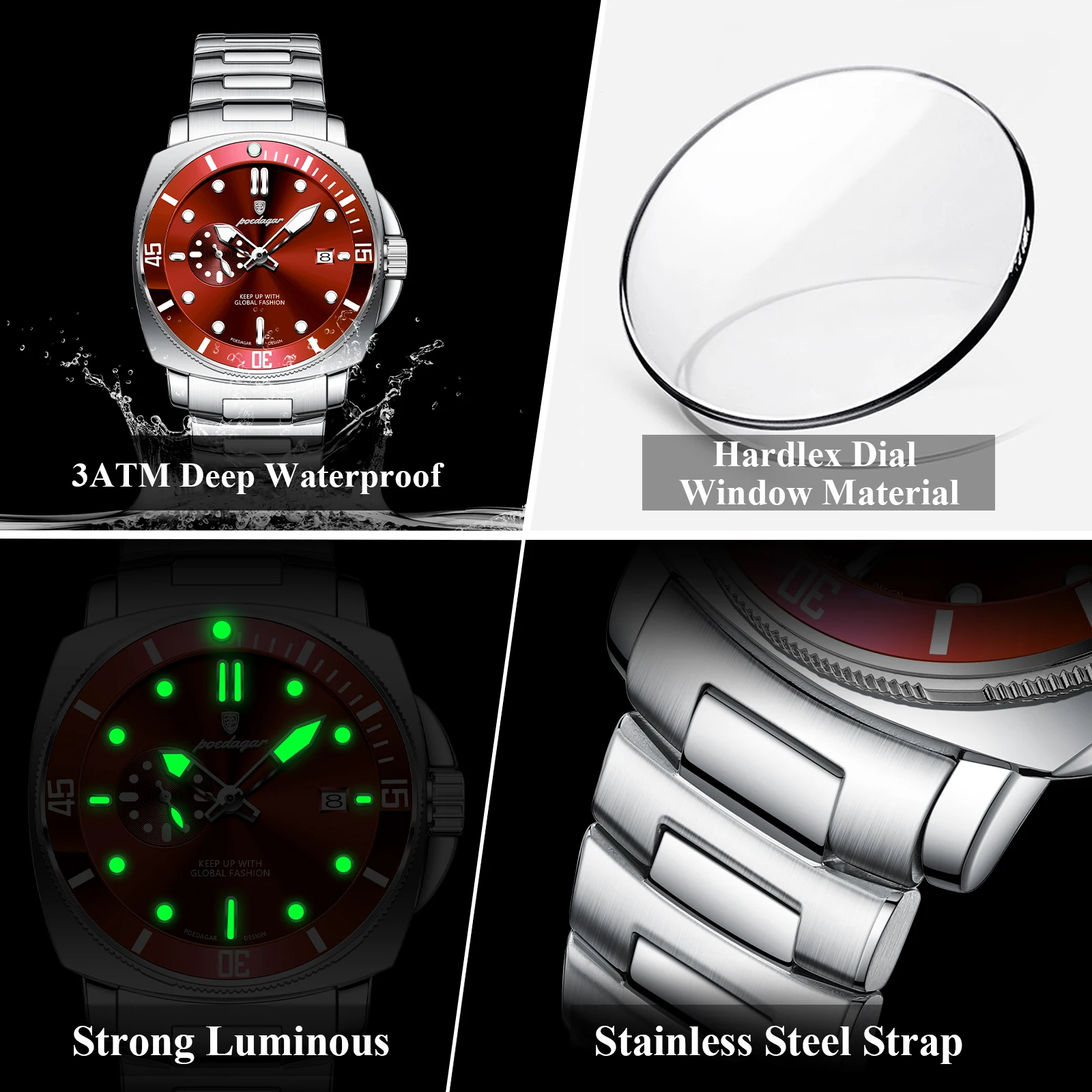 Men's Trendy Waterproof Quartz Watch with Luminous Features