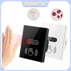 EU Standard Infrare Wall Light Switch Smart IR Sensor No Need Touch 220V 240V Glass Screen Panel Electrical Power Switch