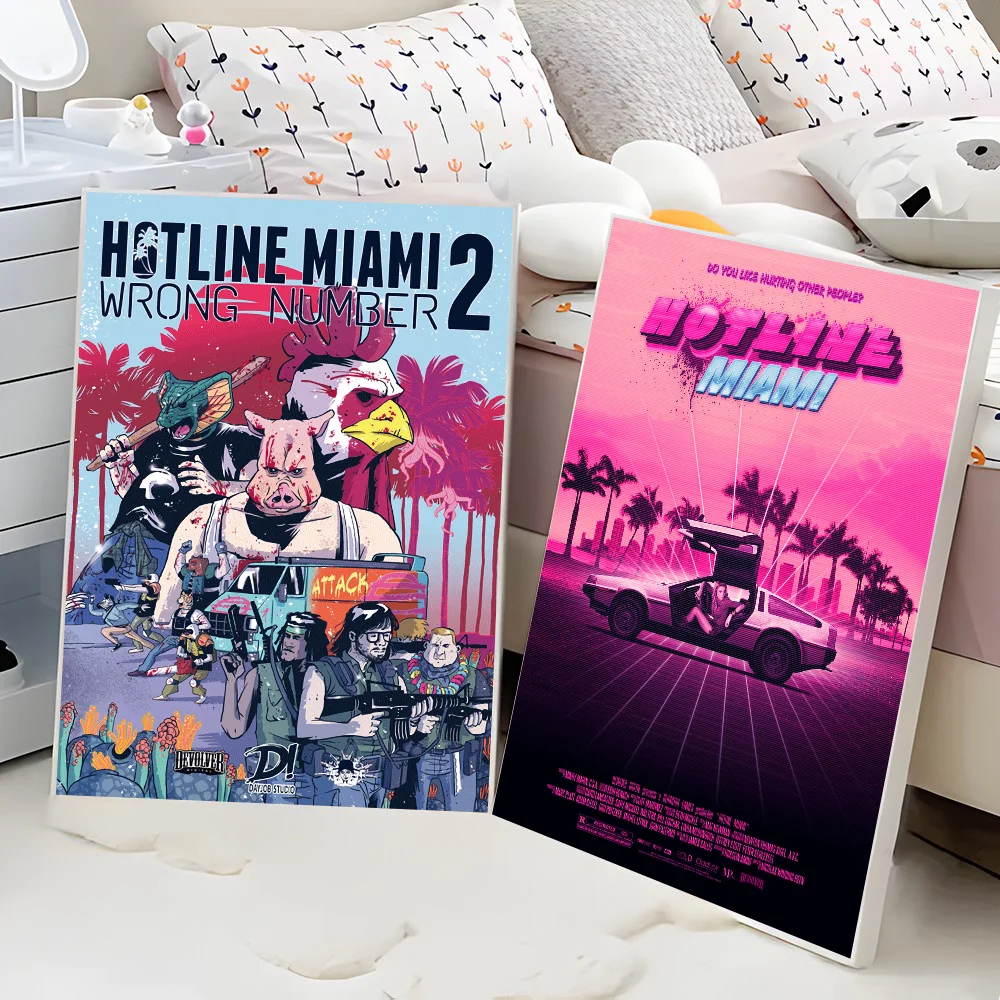 Hotline Miami Classic Anime Poster Waterproof Paper Sticker Coffee House Bar Room Wall Decor