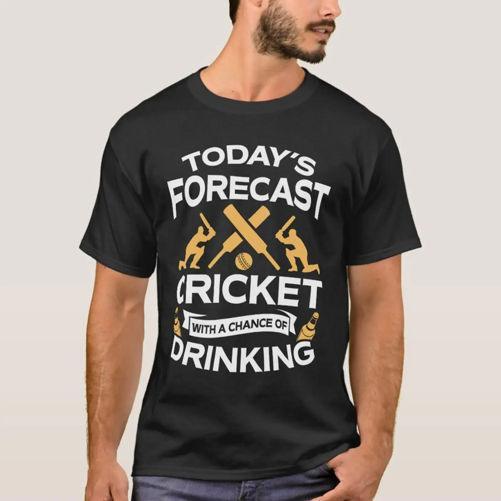 Funny Today's Forecast Cricket With Drinking T Shirt vintage Washed Casual homme Top For Everyday Wear Slightly Versatile