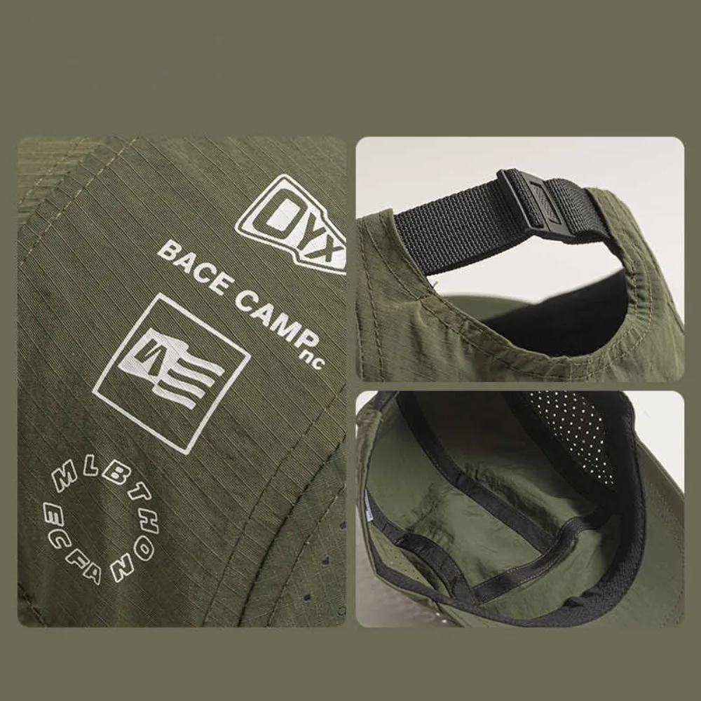 قبعات بيسبول كاجوال على الطراز الياباني حافة قصيرة 5 ألواح قبعات للحماية من الشمس قابلة للتعديل قبعات شبكية رفيعة قابلة للتنفس للجنسين