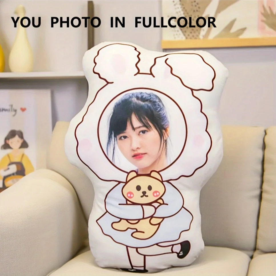 Send Your Favorite Photos to Customize a Personalized 3D Double-Sided Rabbit Pillow. It Can Feature Your Or Your Loved One'S Pho