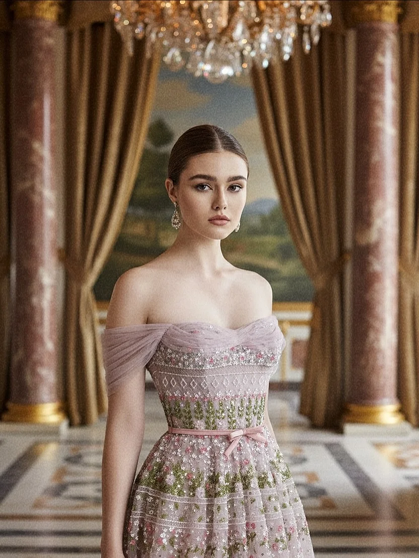 تصميم جديد مثير قبالة الكتف زهرة الجنية مساء اللباس الأنيق المتدرج تول ألف خط فستان الأميرة مع وشاح القوس