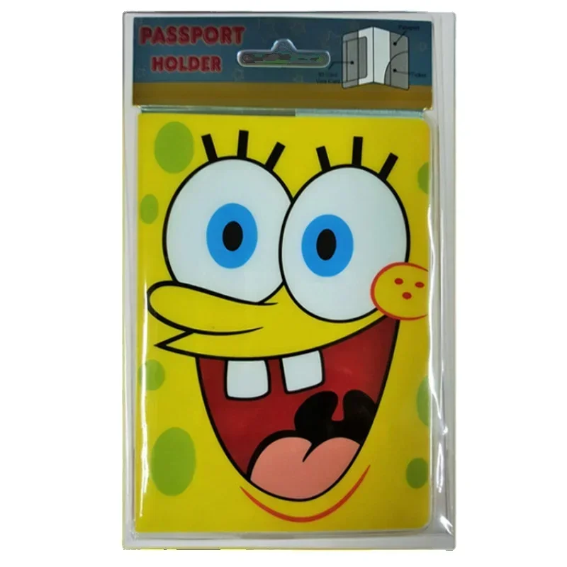 SpongeBob Passport Cover PVC Waterproof Case for Passport Wallet Travel Wallet Cover Credit Card Document Holder Protective Case