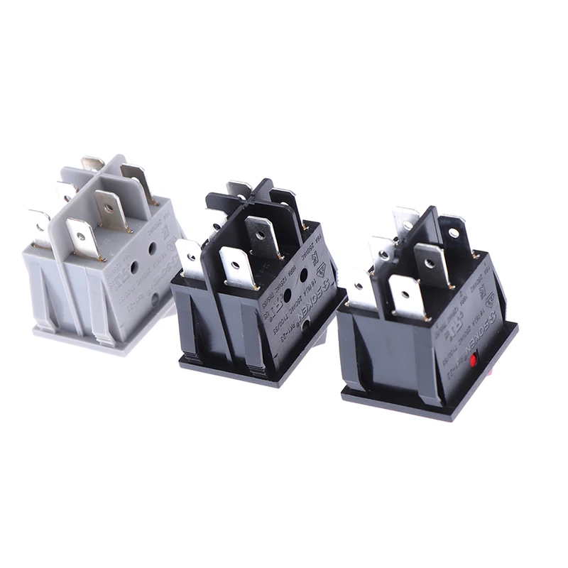 Electric Heater Switch 16A~250V AC KCD3-606 Double Rocker Switch With Light ON/OFF 6Pin Power Button Switch Electric Baking Pan