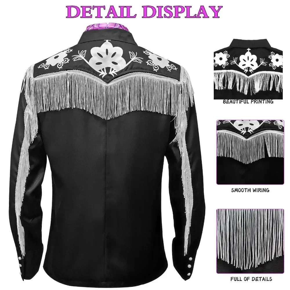 Movie Ken Cosplay Costume Prince Disguise Cowboy Black Shirt Tops PinkMen Halloween Carnival Party Ken Disguise RolePlay Suit