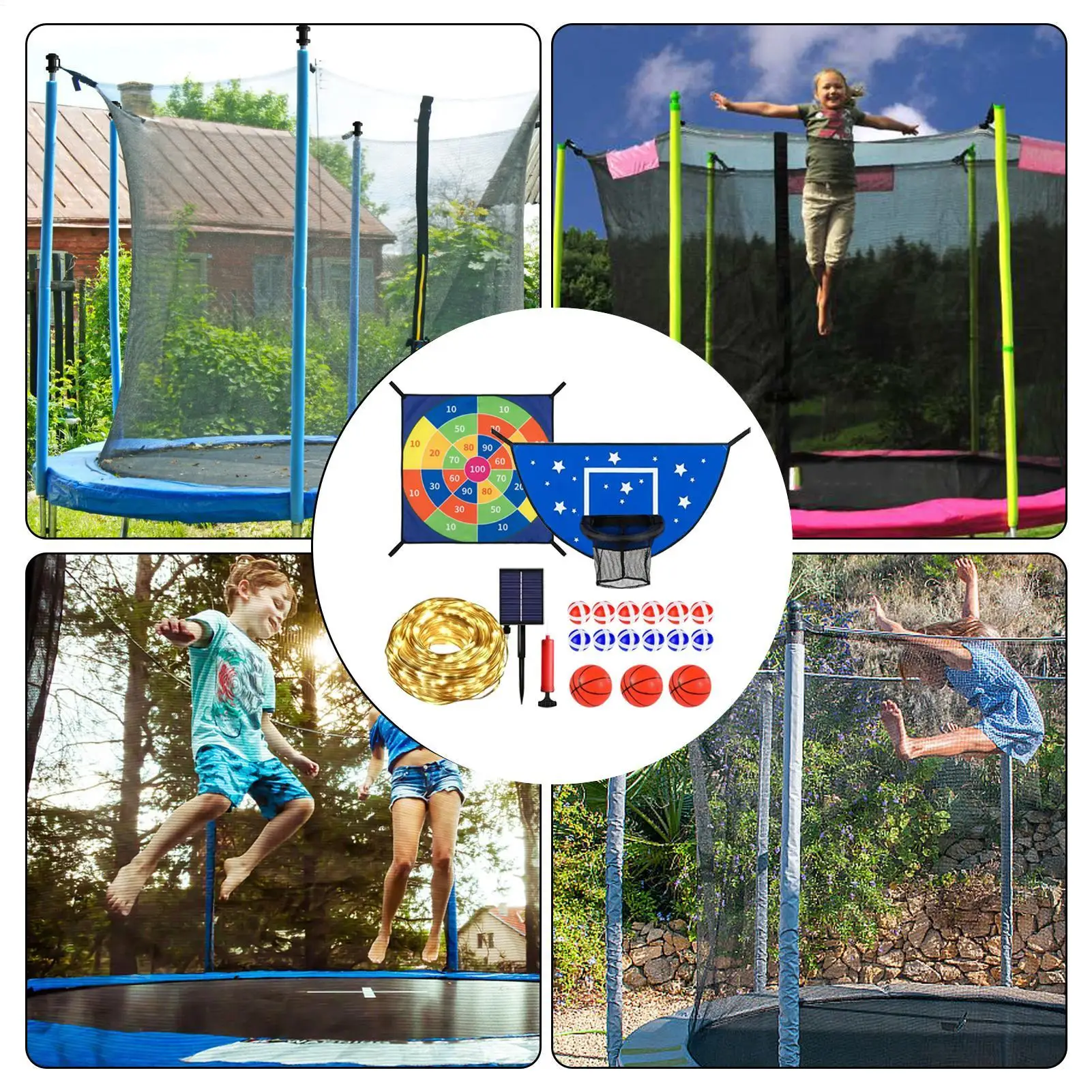 

Basketball Hoop For Trampoline With Solar Lights Sports Toys Trampoline Basketball Hoop With Ball For Kids Boys Girls Adults