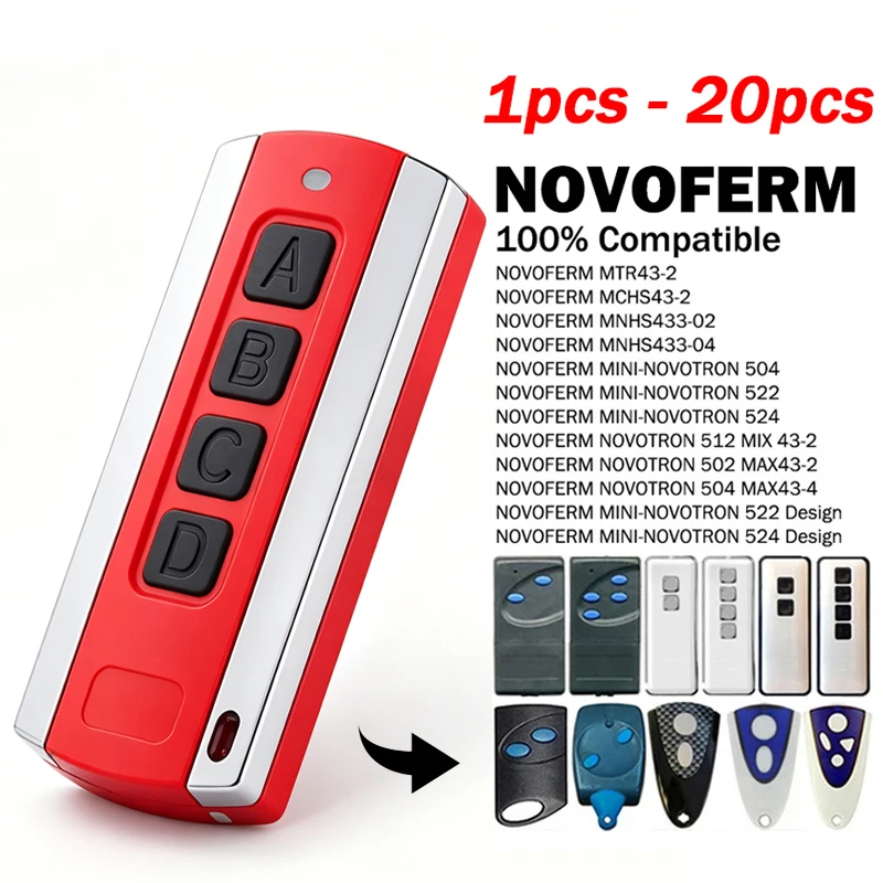 For NOVOFERM NOVOTRON 502 504 522 524 512 MAX43-2 MNHS433-02 MNHS433-04 MTR43-2 MCHS43-2 433.92MHz Garage / Gate Remote Control