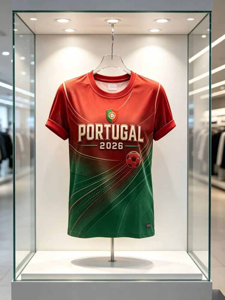2026 Summer New Retro Portugal Emblem Soccer Jersey Loose Short Sleeve T-Shirts Breathable Football Fan Wear Family Kids Tees