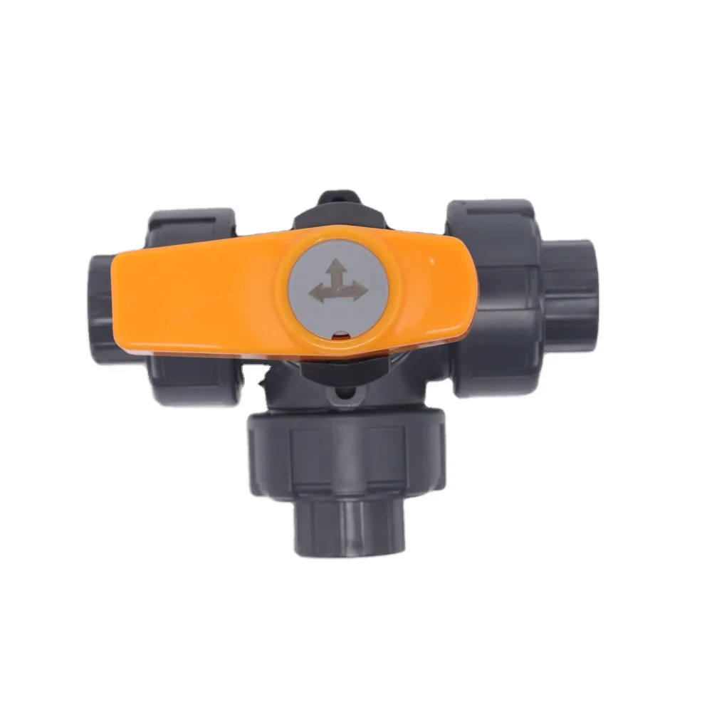 حار بيع DN15-1/2 'دليل المحملة الكرة صمام UPVC 3 طريقة الكرة صمام