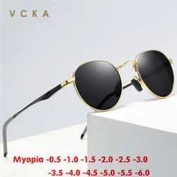 VCKA Round Myopia Sunglasses Women Man Retro Glasses Polarization Custom Prescription Fashion Optics Eyewear -0.5 to -6.0