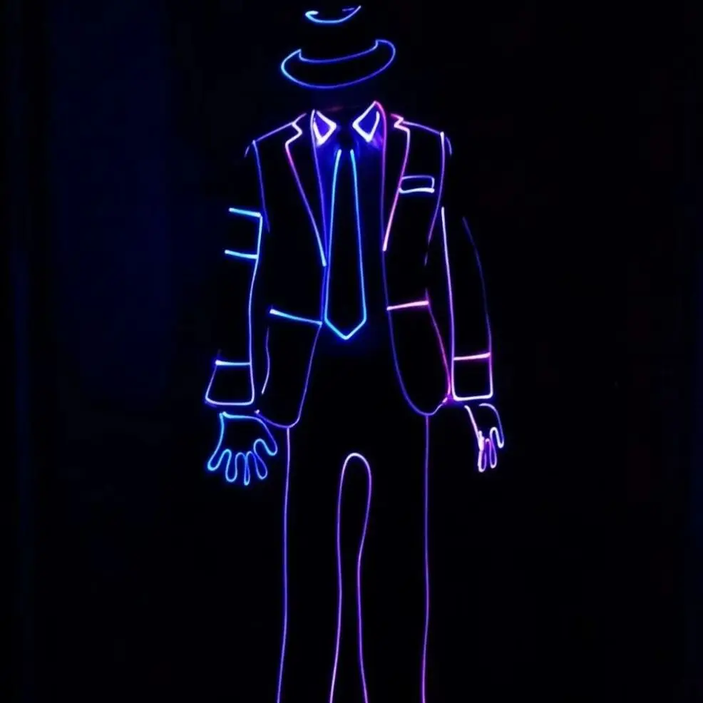 DMX ControlLED DJ Costume da spettacolo di danza Costume tradizionale Cosplay Costume in fibra ottica Tuta da illuminazione Abbigliamento Guerriero Discoteca