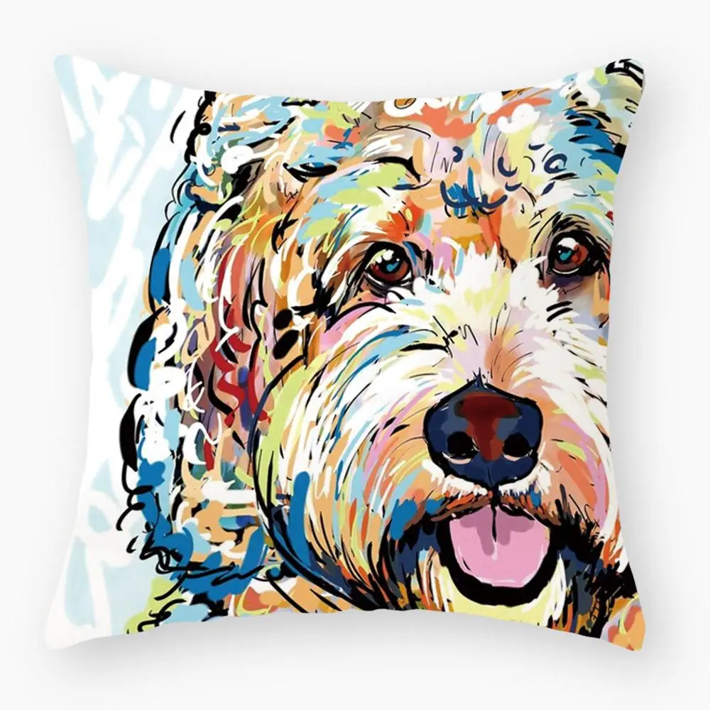 Sofa Pillowcase Bedroom Decoration Cushion Cover Cute Dog Yorkie  Pug Pillow  Car