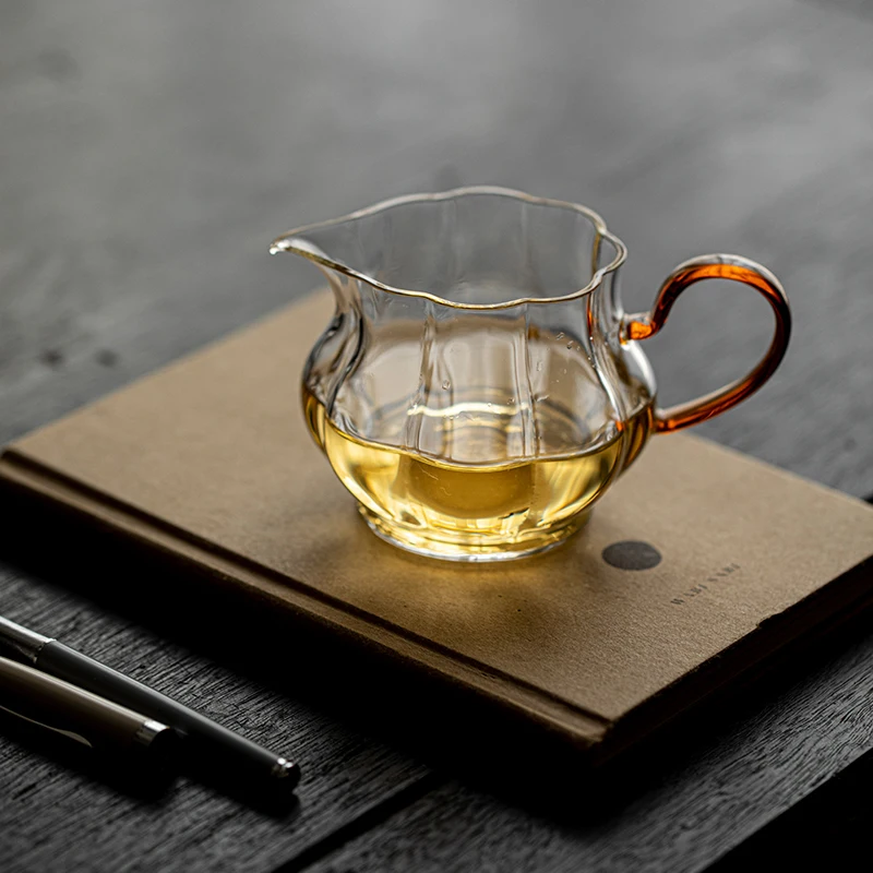 

Полупрозрачная стеклянная посуда из боросилиля с ручкой, термостойкая общественная чашка, чайный сервиз Gongfu, чайный сервиз, чайный океан