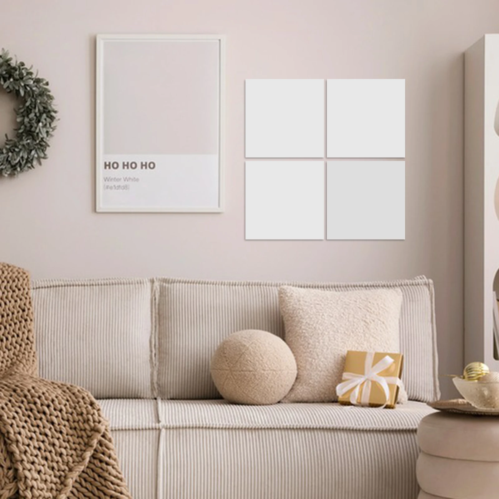 สติ๊กเกอร์ติดผนังลายกระจกสี่เหลี่ยม แผ่นกระจกพลาสติกแบบลอกออกได้ ตกแต่งผนังบ้าน