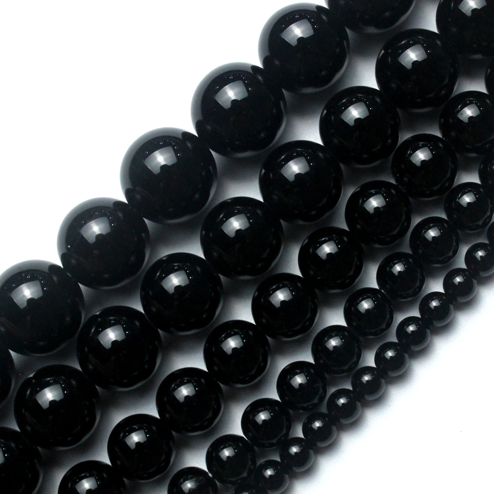 Real Black Onyx Agat DIY Handmade Natural Stone Beads For Jewelry Making Round Shape 4 /6/8/10/12/14mm Strand 15\'\'