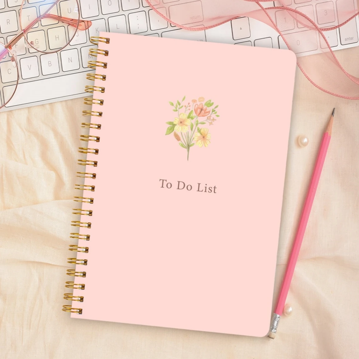 A5 Spiral Notebook Flower Diary Dotted Paper Fine Decoration Planning Book Diary 52sheets Stationery Gifts