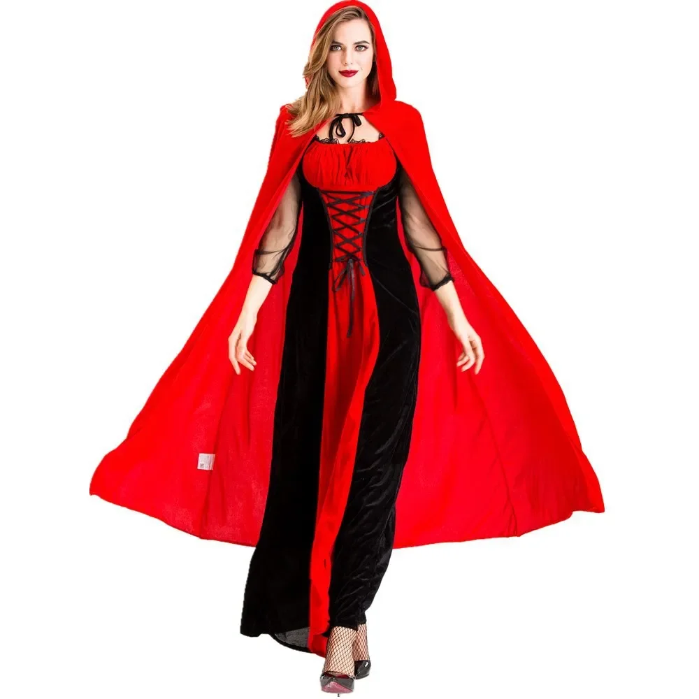 The Vampire Diaries Costume Women Little Red Riding Hood Halloween Party Cosplay Fancy Dress