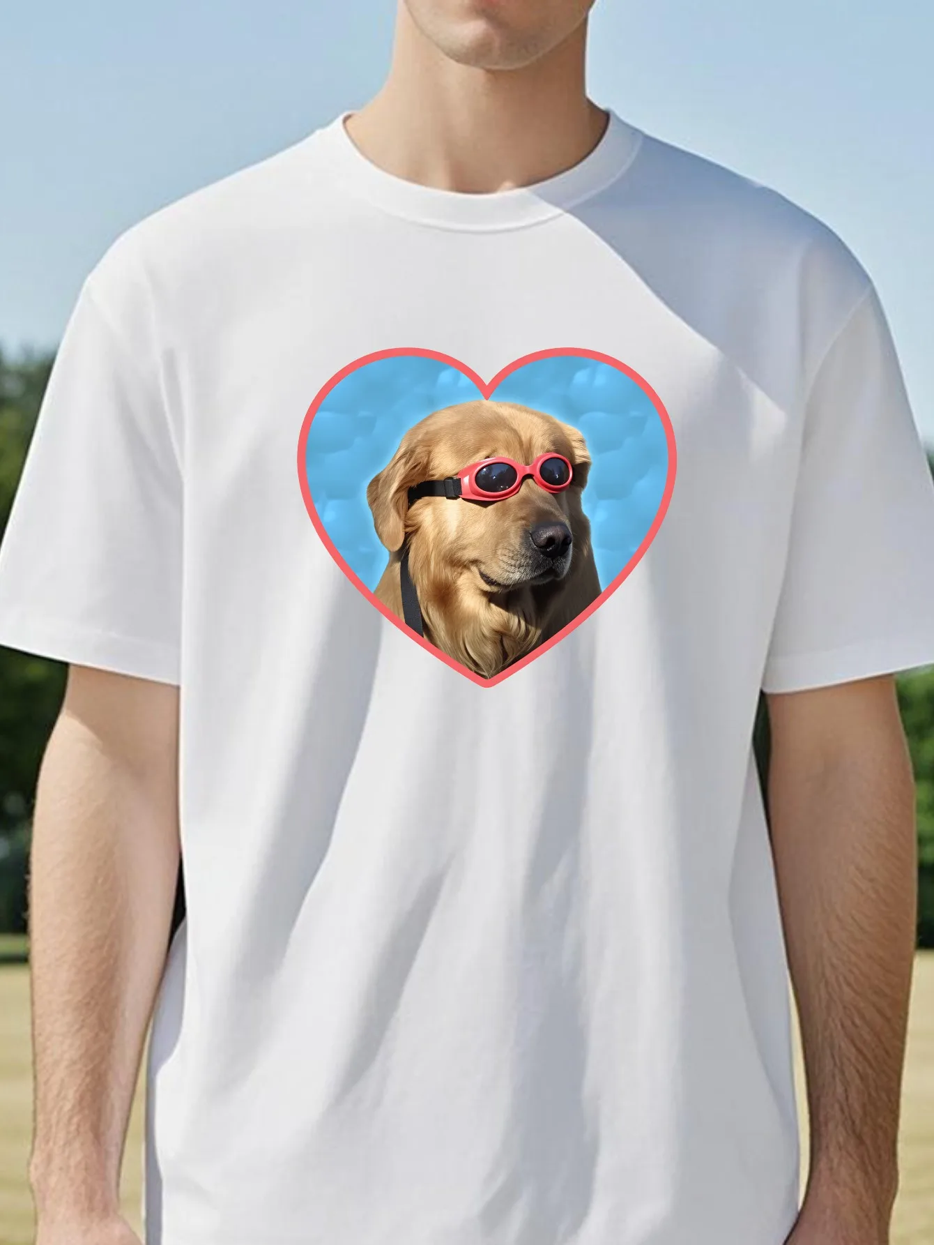 

Doggo Golden Retriever Sunglasses Swimmer Dog Graphic Tee Unisex Funny Casual Summer Fashion Personality T-Shirt