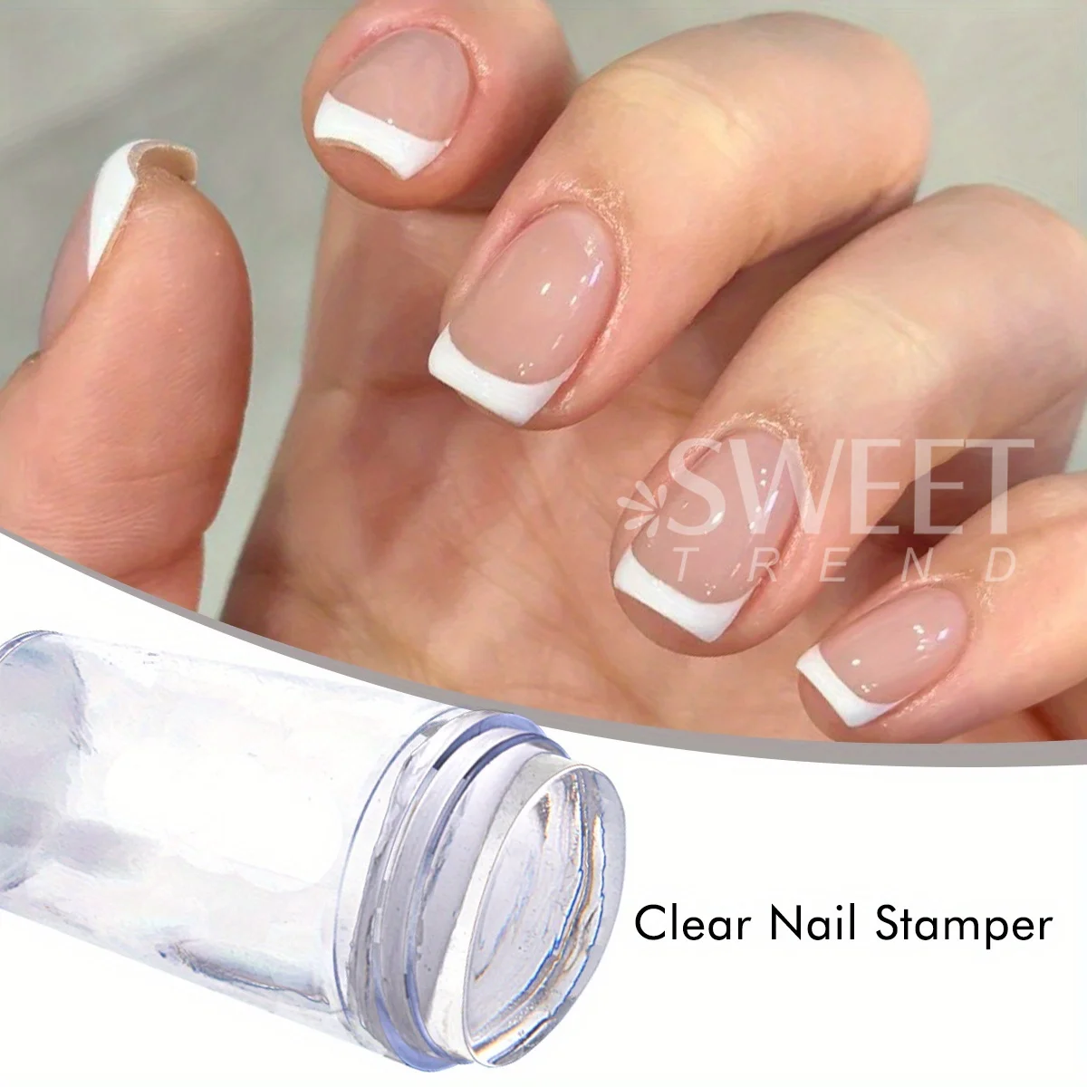 Transparentes Nail Art Stamper-Set mit Schaber, 3-teiliges Silikon-Kopf-Transfer-Werkzeug, schnelles, klares Gelee, französisches Stempeln, Maniküre-Zubehör