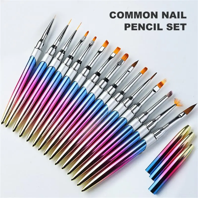 Juego de pinceles para manicura, brochas de Gel para Nail Art, herramienta de manicura, polvo líquido acrílico, juego de pinceles delineadores