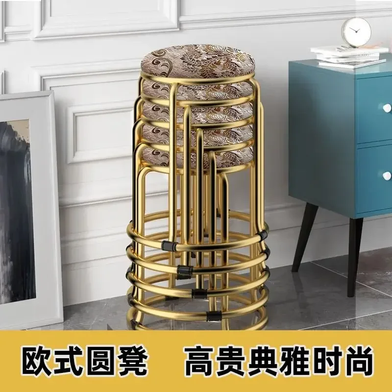 Nordic Golden Stools Living Room Household Stackable Low Round Stools Dining Tables Chairs Modern Minimalist Benches Furniture