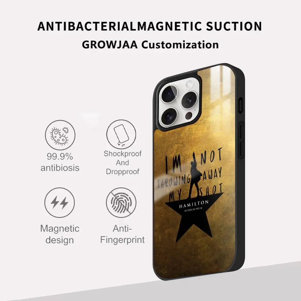 حافظة هاتف H-Hamilton Musical Lyrics لهاتف آيفون 16 15 14 13 12 11 Pro Max Plus Mini Magsafe Mirror Wireless Magnetic Funda