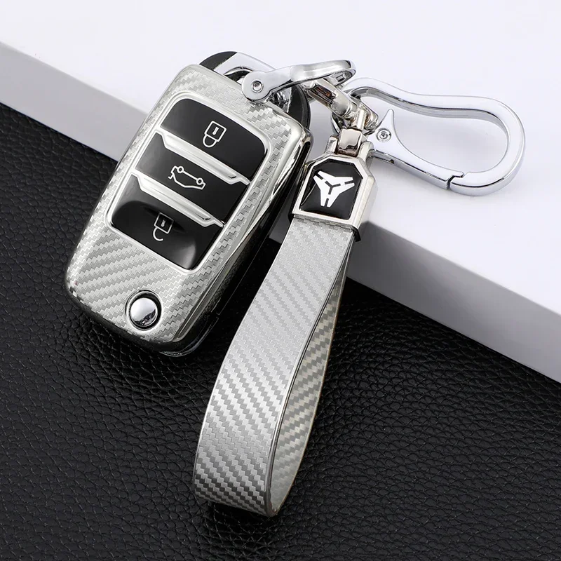 

ТПУ углеродное волокно автомобильный складной чехол для ключей чехол-держатель для ключей брелок для Changan CS75 Eado CS35 Raeton CS15 V3 V5 V7