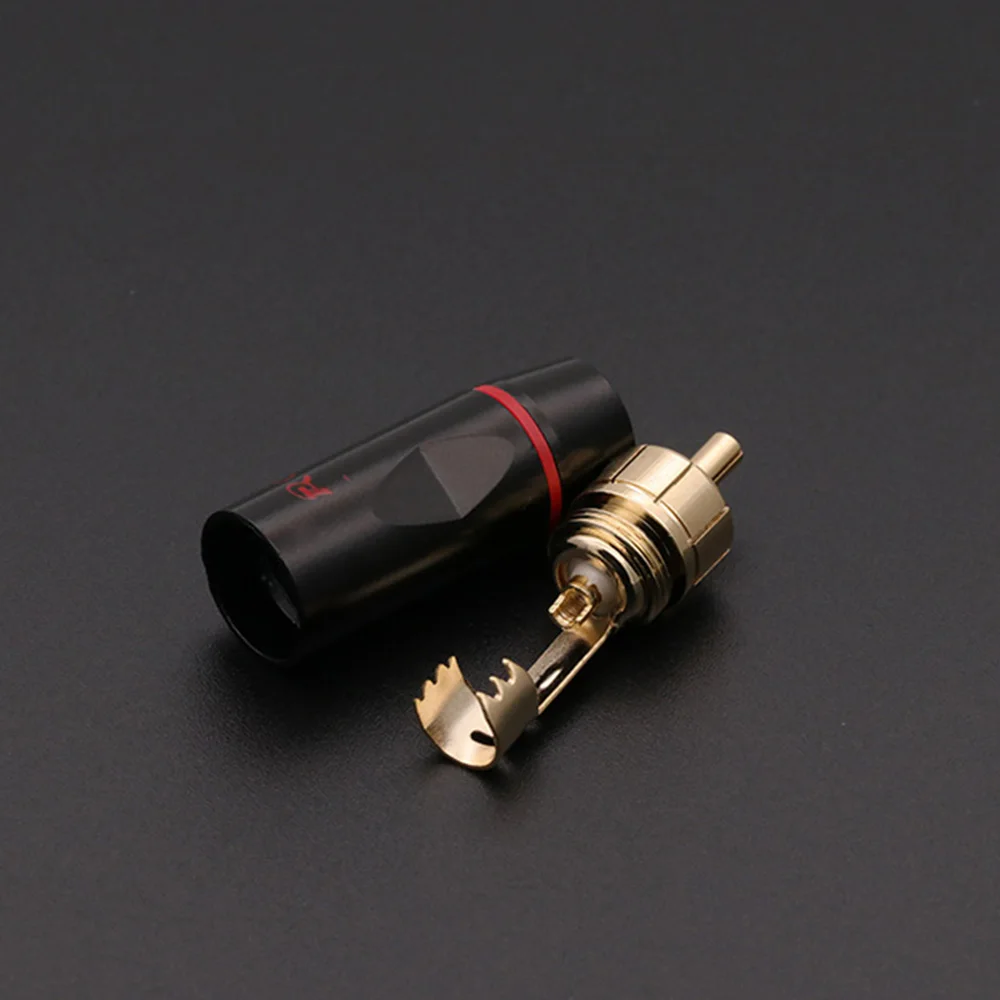 4Pairs RCA HIFI Cable Terminals Connector, Male Plug Connector Brass Gold Plated, Audio Video HIFI Terminals