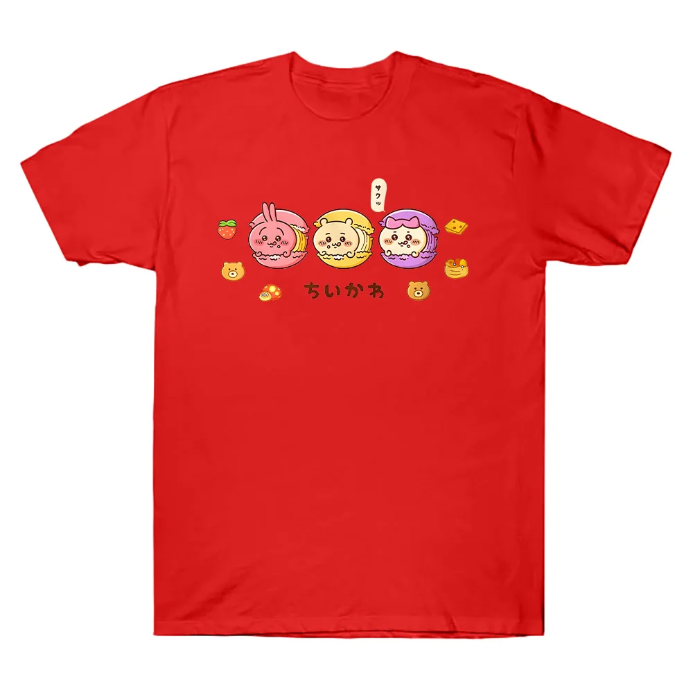 تشيكاوا معكرون تي شيرت Kawaii انمي ياباني تي شيرت الصيف القطن عالية الجودة تي شيرت النساء الرجال عادية تي شيرت Kawaii Y2K