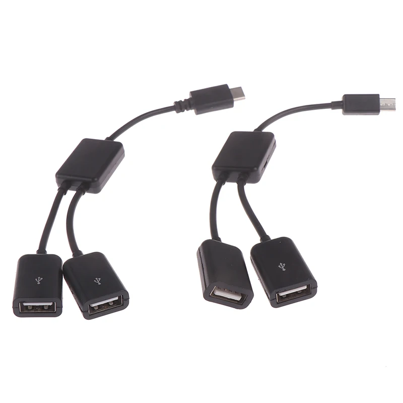 Micro usb / type c to 2 otg dual female usb port hub cable y splitter adapter
