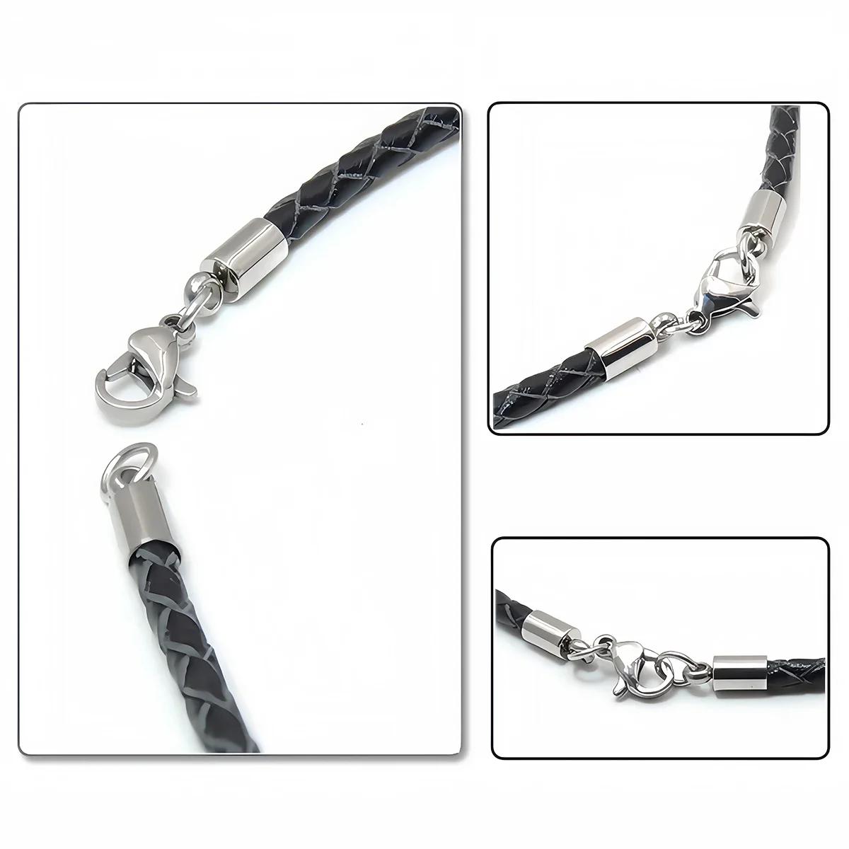 2/3/4/5/6/8mm 10pcs Stainless Steel Clasps Hooks Cords End Caps Cord For Making Bracelet Necklace DIY Jewelry Findings