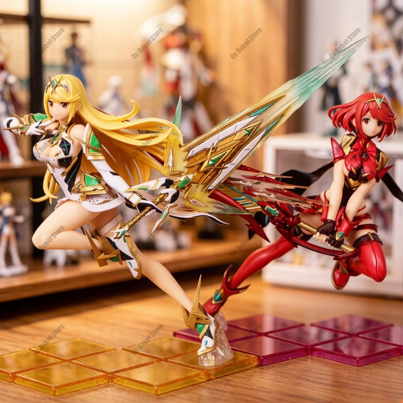 Figura de acción de PVC de 21 cm de 'Xenoblade Chronicles 2' Pyra·Mythra, estatua pequeña de Shino Pyra, modelo de juguete coleccionable